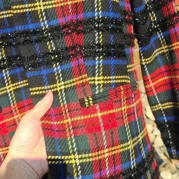 Blazer j crew Tartan Blazer  In Black Red Multi Plaid Pattern Christmas style  s - Picture 9 of 17
